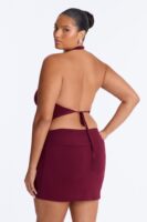 Burgundy Cowl-Neck Dress