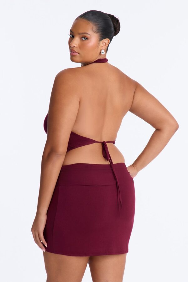 Burgundy Cowl-Neck Dress