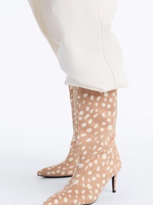 Make Moves Animal Kitten Heel Boots - Tan/Multi