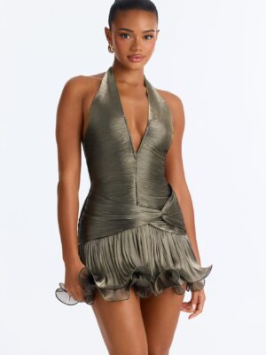 V-Neck Dress in Olive