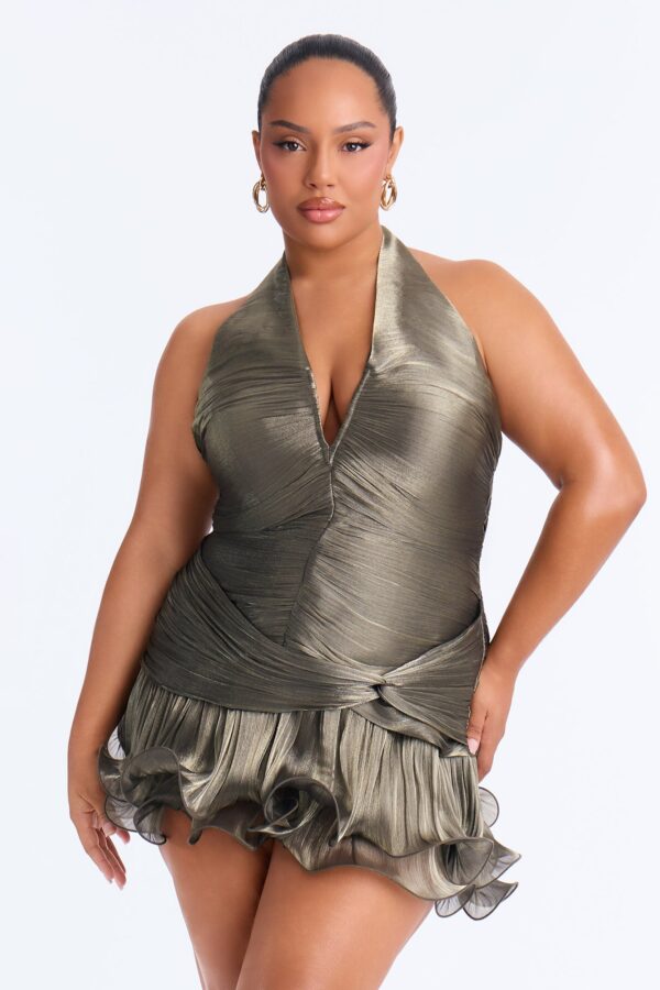 V-Neck Dress in Olive