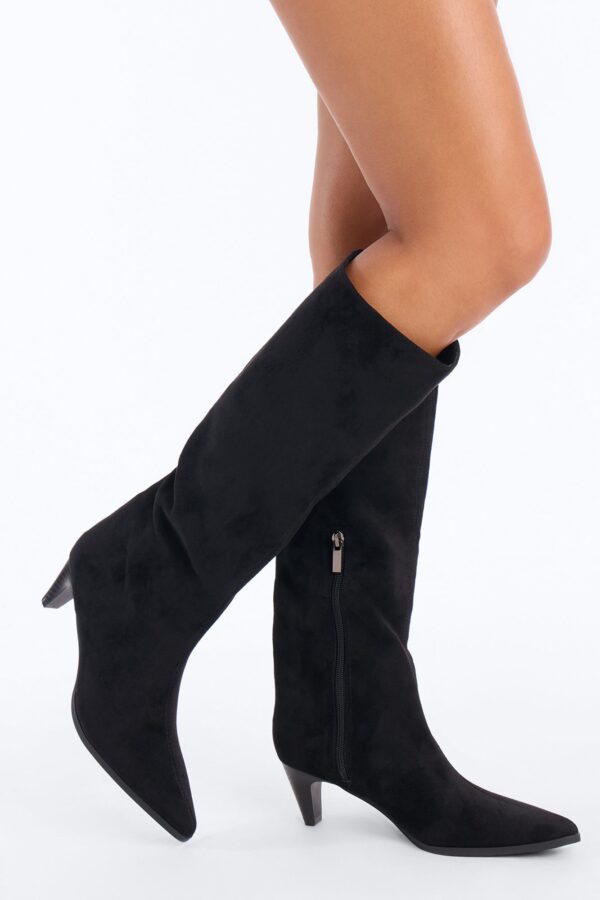 Noah Suede Knee High Boots - Black