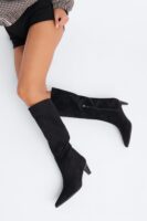 Noah Suede Knee High Boots - Black