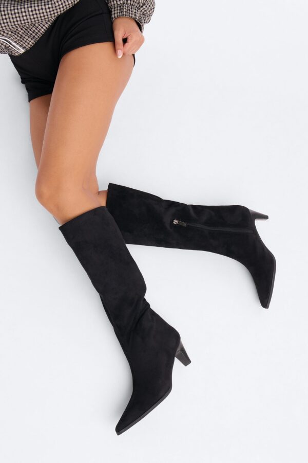 Noah Suede Knee High Boots - Black