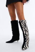 Steve Madden Lysara Zebra Boots - Black/White