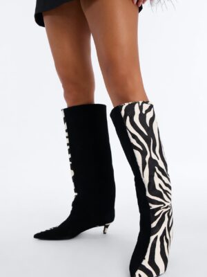 Steve Madden Lysara Zebra Boots - Black/White