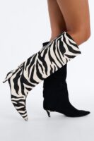 Steve Madden Lysara Zebra Boots - Black/White