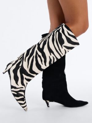 Steve Madden Lysara Zebra Boots - Black/White
