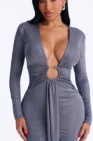 Gray Dress with v-neck
