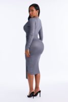 Gray Dress with v-neck