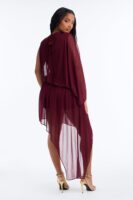 Wine Mock-Neck Dress