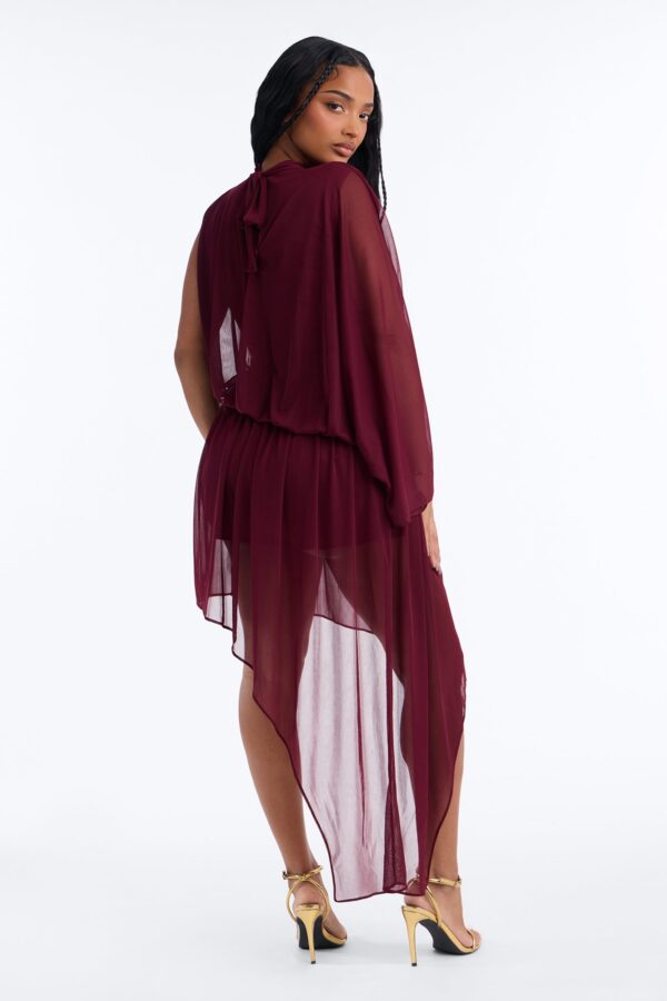 Wine Mock-Neck Dress
