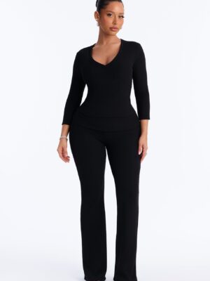 Black V-Neck Pants