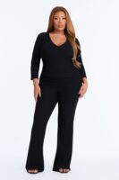 Black V-Neck Pants