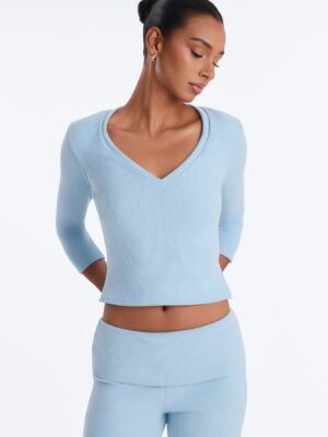 Blue Pants with v-neck