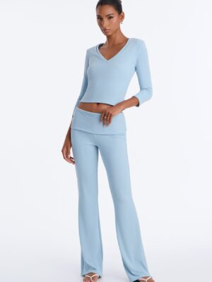 Blue Pants with v-neck