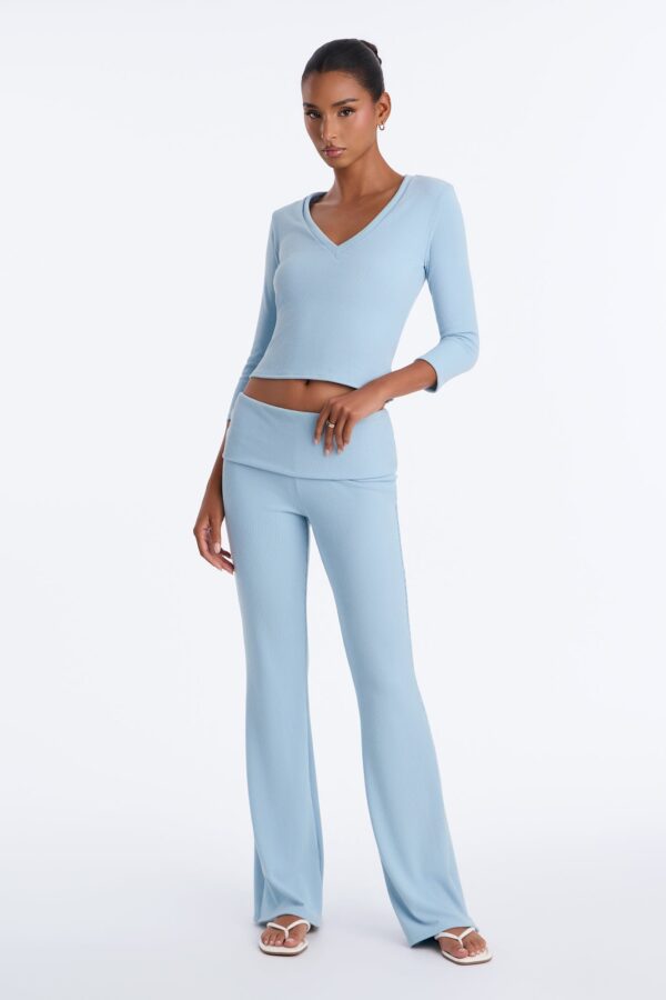 Blue Pants with v-neck