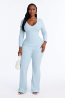 Blue Pants with v-neck