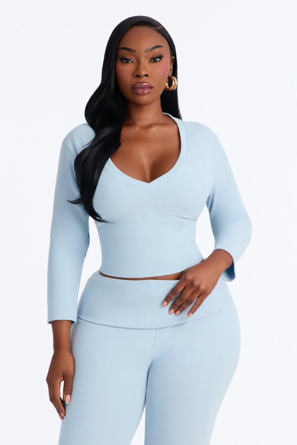 Blue Pants with v-neck