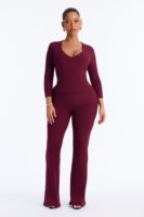 Burgundy V-Neck Pants