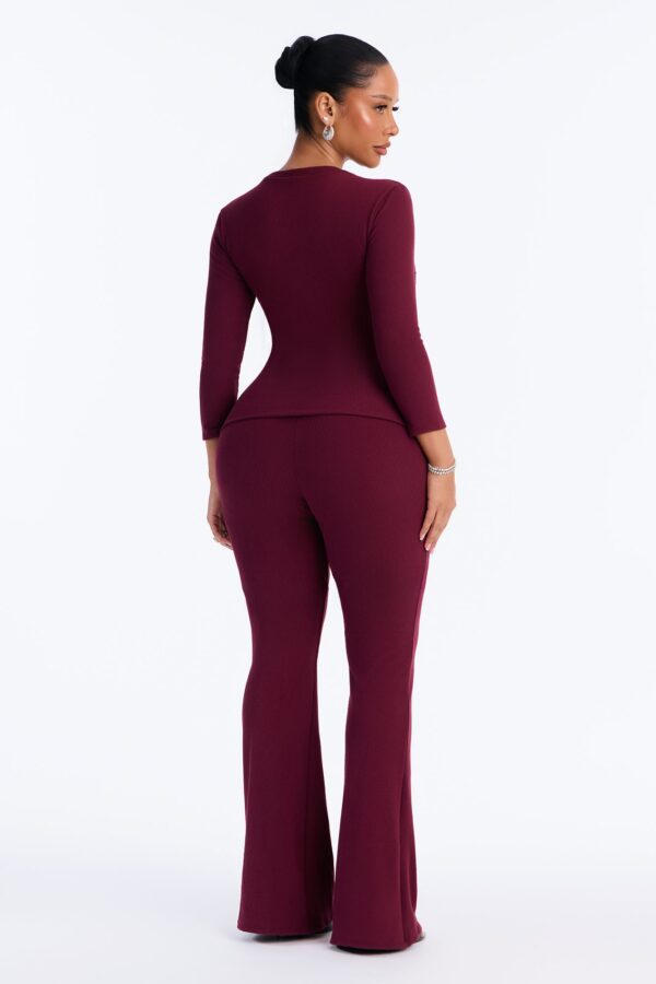 Burgundy V-Neck Pants