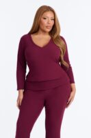 Burgundy V-Neck Pants