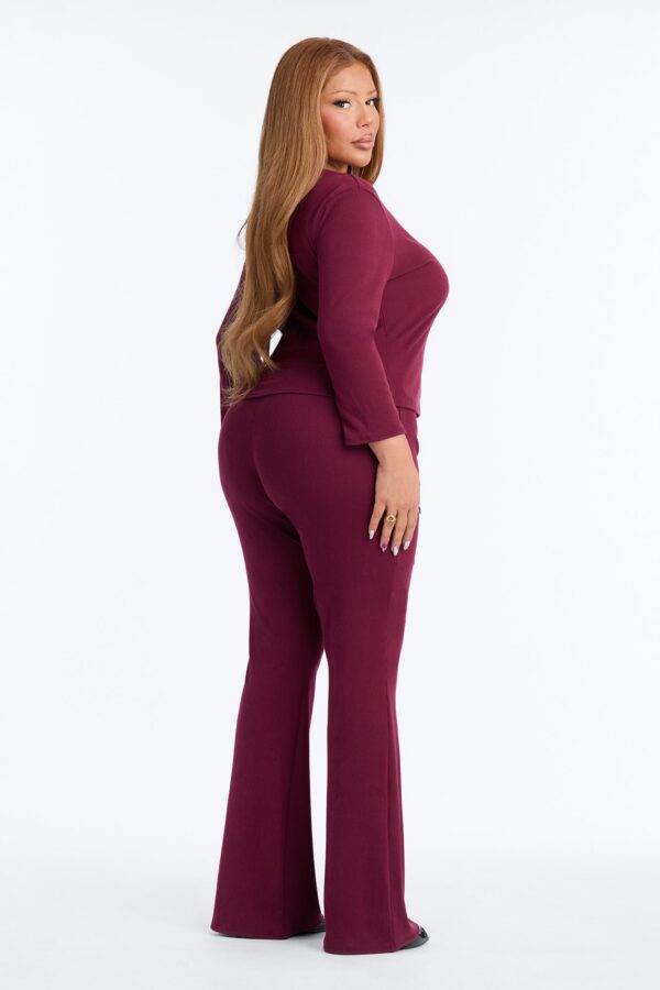 Burgundy V-Neck Pants