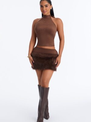 Brown Mock-Neck Skirt