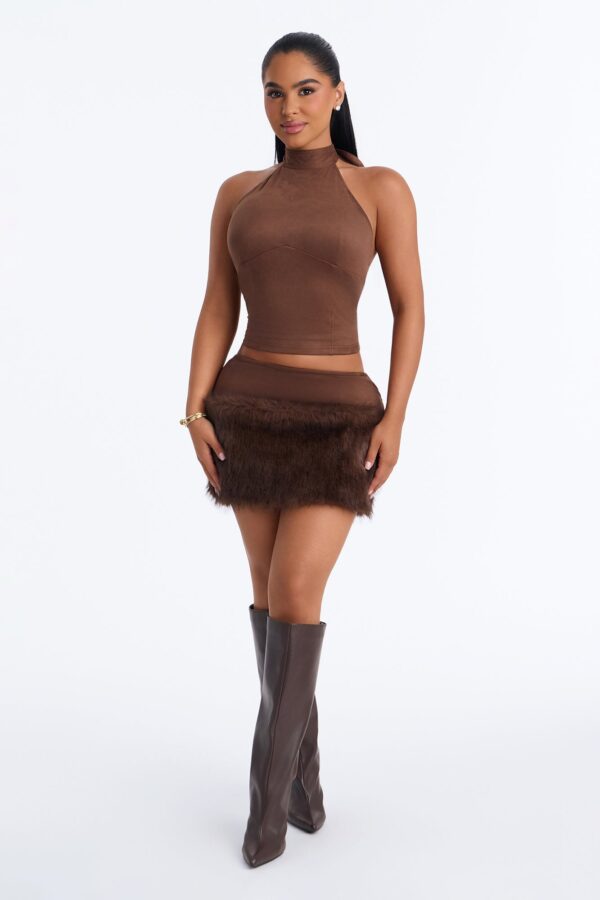 Brown Mock-Neck Skirt