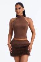 Brown Mock-Neck Skirt