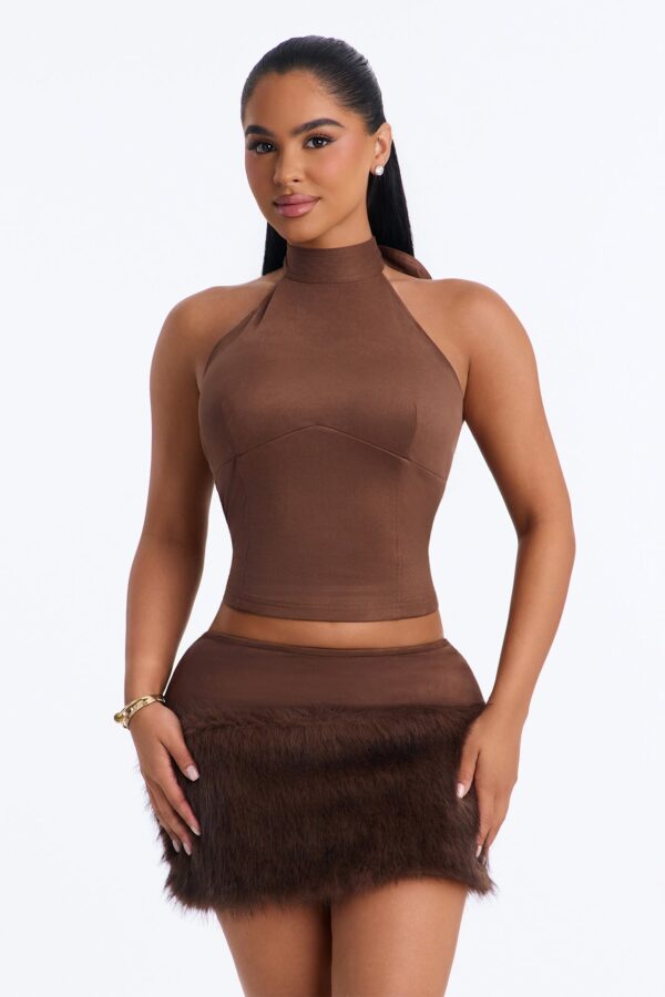 Brown Mock-Neck Skirt