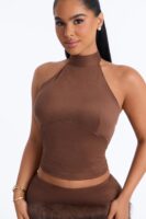 Brown Mock-Neck Skirt