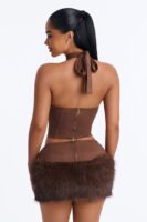 Brown Mock-Neck Skirt