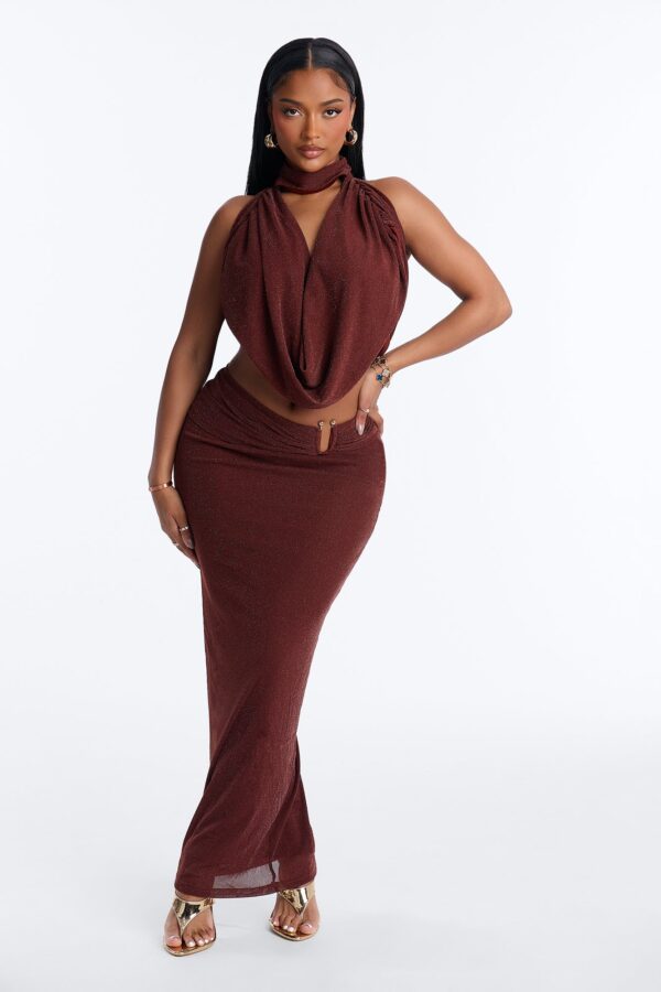 Rust Skirt with cowl neck