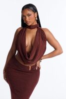 Rust Skirt with cowl neck