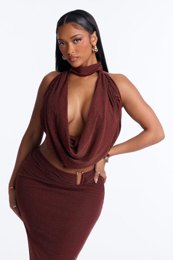 Rust Skirt with cowl neck