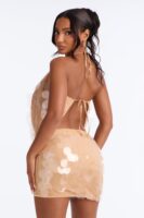 Nude Cowl-Neck Skirt