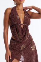 Chocolate Cowl-Neck Skirt