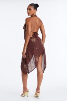 Chocolate Cowl-Neck Skirt