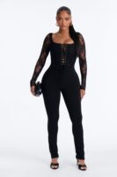 Square-Neck Jumpsuit in Black