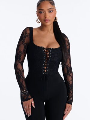 Square-Neck Jumpsuit in Black