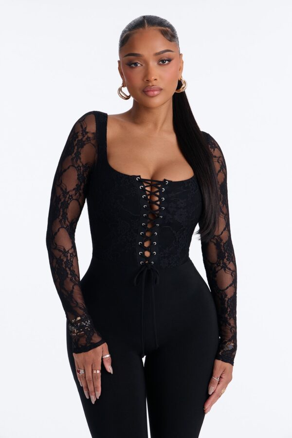 Square-Neck Jumpsuit in Black