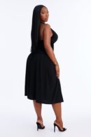 Stasi Velvet Corset Halter Midi Dress - Black