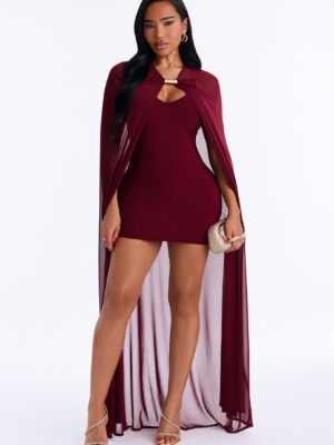 V-Neck Dress in Burgundy