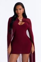 V-Neck Dress in Burgundy