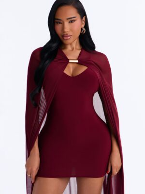 V-Neck Dress in Burgundy