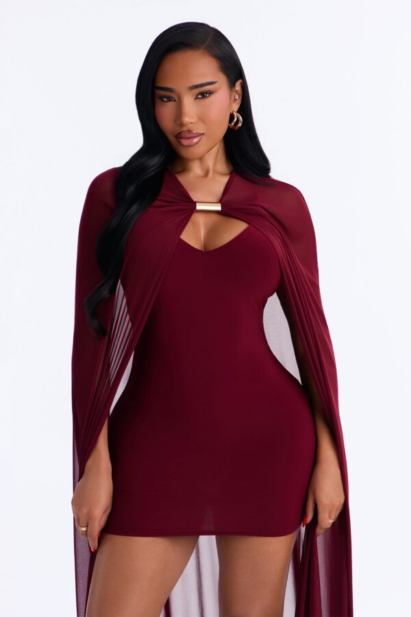 V-Neck Dress in Burgundy