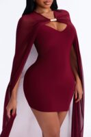 V-Neck Dress in Burgundy