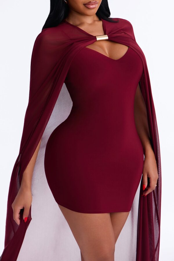 V-Neck Dress in Burgundy