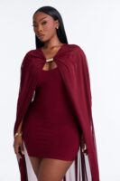 V-Neck Dress in Burgundy